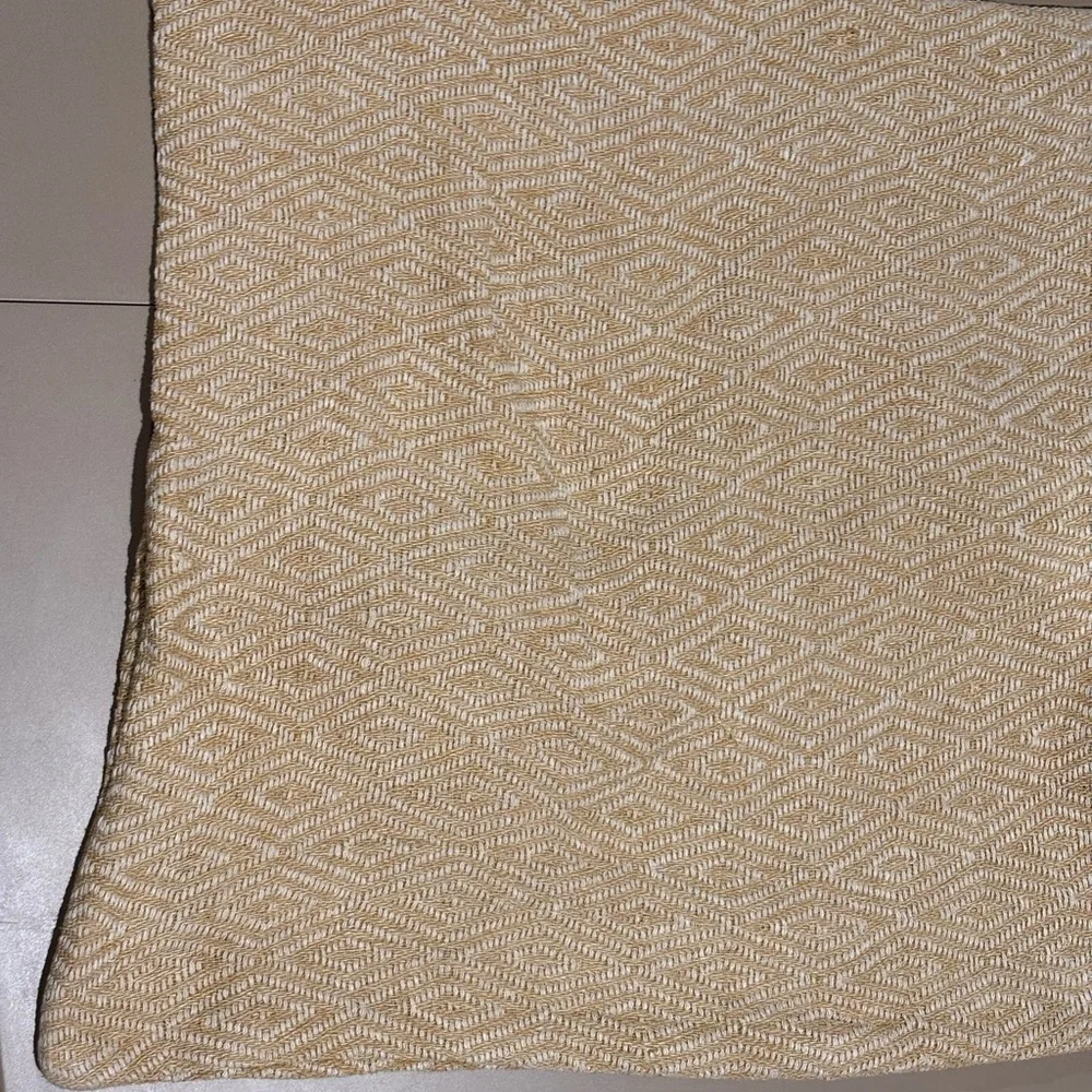 Set of 3 West Elm Gold and Cream Textured Pillows